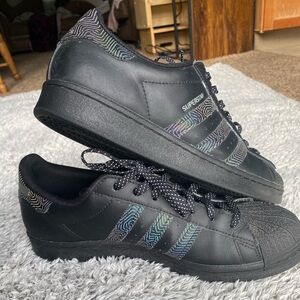 Adidas Black Sneakers with Iridescent Accents